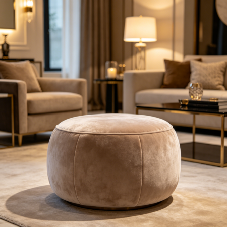 Round Velvet Footstool