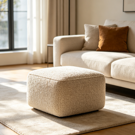 Bouclé Fabric Footstool